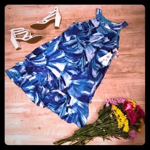 Multi Color Blue Sleeveless Dress Size 10